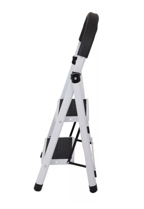 Escalera de acero plegable con 2 escalones color negro-1