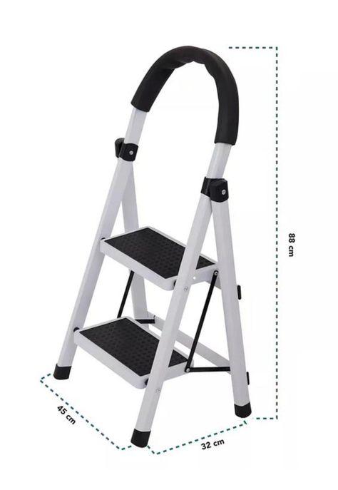 Escalera de acero plegable con 2 escalones color negro-3
