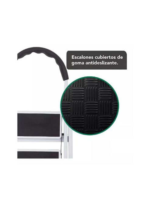 Escalera de acero plegable con 2 escalones color negro-5