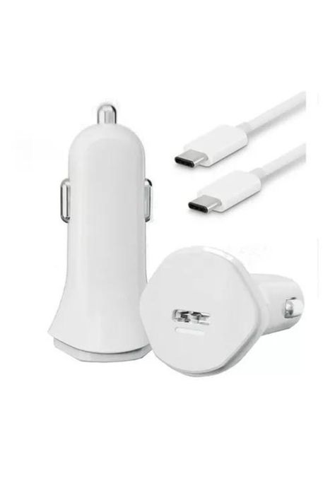 Cargador auto carga rápida 18W y cable USB-C 3.0A blanco-0