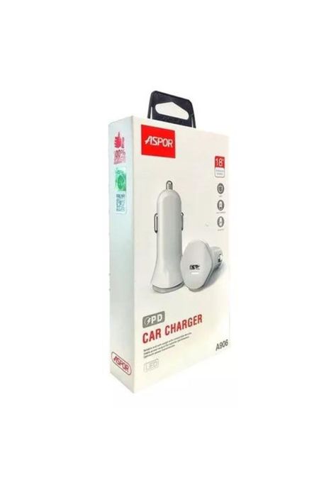 Cargador auto carga rápida 18W y cable USB-C 3.0A blanco-2