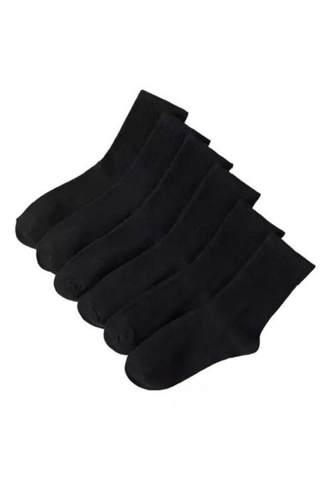 Pack de 12 pares de calcetines largos negros, lisos, de bambú, talla 39-44-0