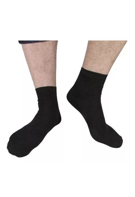 Pack de 12 pares de calcetines largos negros, lisos, de bambú, talla 39-44-1