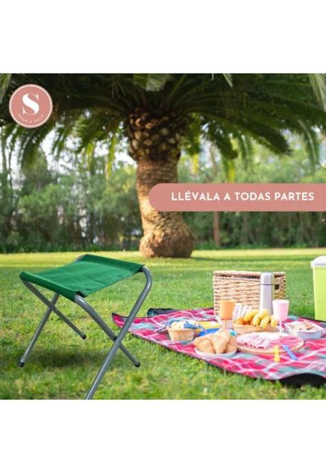 Asiento plegable para camping verde-7