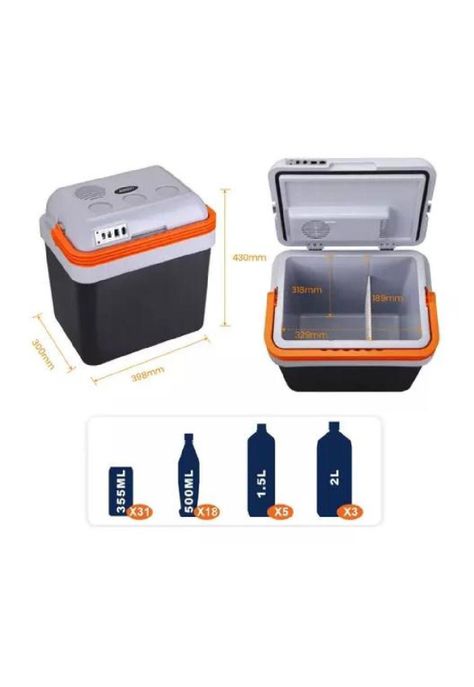 Cooler Eléctrico - 24 Lts, 12V para Autos o Enchufe AC/DC - Color Gris Lernen-1