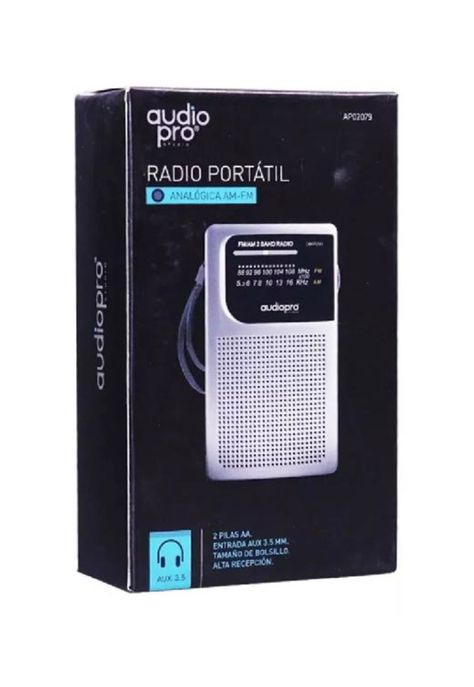 Radio FM/AM portátil de bolsillo Audiopro AP02079, color gris-1