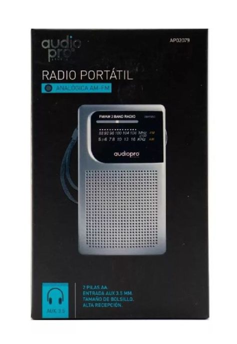 Radio FM/AM portátil de bolsillo Audiopro AP02079, color gris-2