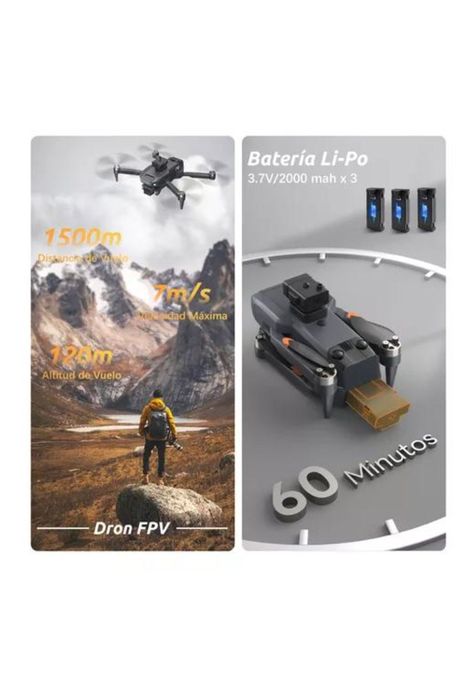 Drone Cámara Dual 3 Baterias 6k Anti-obstáculos Efectos Luz-4