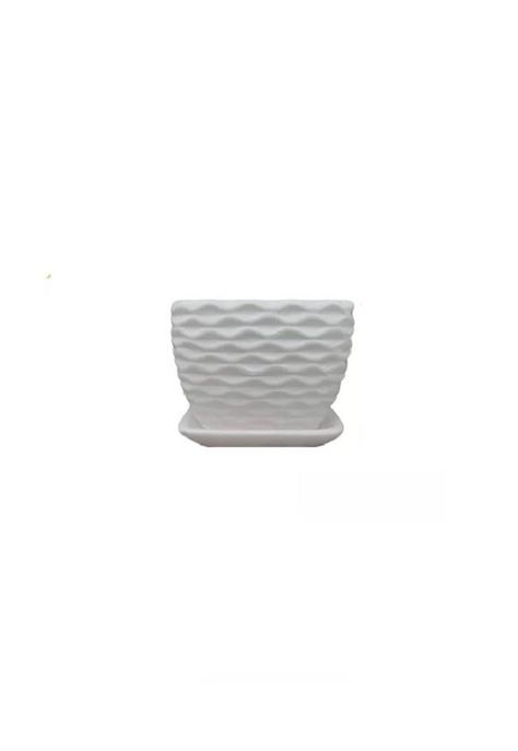 Set de 3 Maceteros Cuadrados Blancos con Líneas Curvas-0