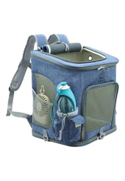 Mochila de viaje cómoda y segura para perros y gatos azul-0
