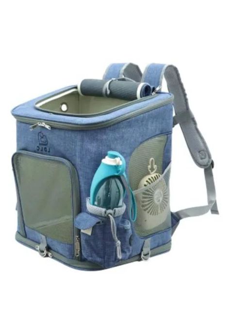 Mochila de viaje cómoda y segura para perros y gatos azul-1