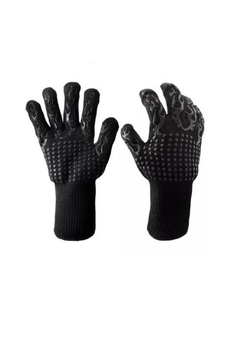 Pack Set Cepillo Inox + 2 Guantes Alta Temperatura Asado Bbq-2