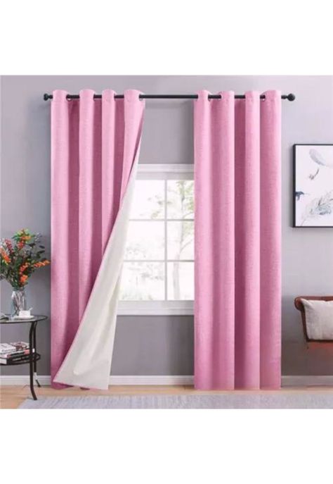 Cortina Blackout 100% 2 Paños 138x226 cm Textura Lino Rosa-0