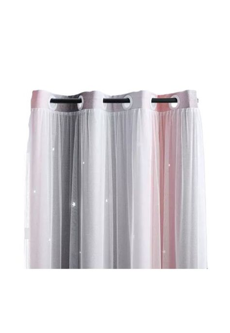 Cortina Blackout 2 Paños 132x210 cm Rosa y Gris-0