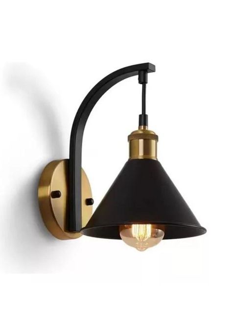 Aplique colgante industrial elegante, porta luz, color negro-0