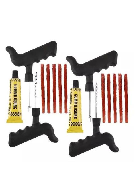 Pack de 2 kits de emergencia para reparación de pinchazos, neumáticos, auto y moto-4