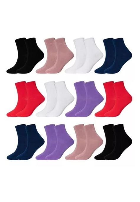 Calcetines de bambú para mujer, diabéticos, sin costuras, 12 unidades, multicolor-0