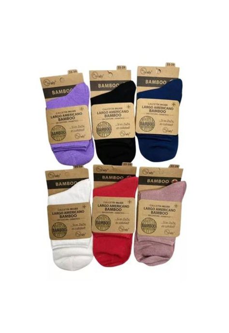Calcetines de bambú para mujer, diabéticos, sin costuras, 12 unidades, multicolor-1
