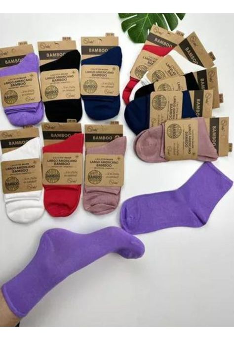 Calcetines de bambú para mujer, diabéticos, sin costuras, 12 unidades, multicolor-3