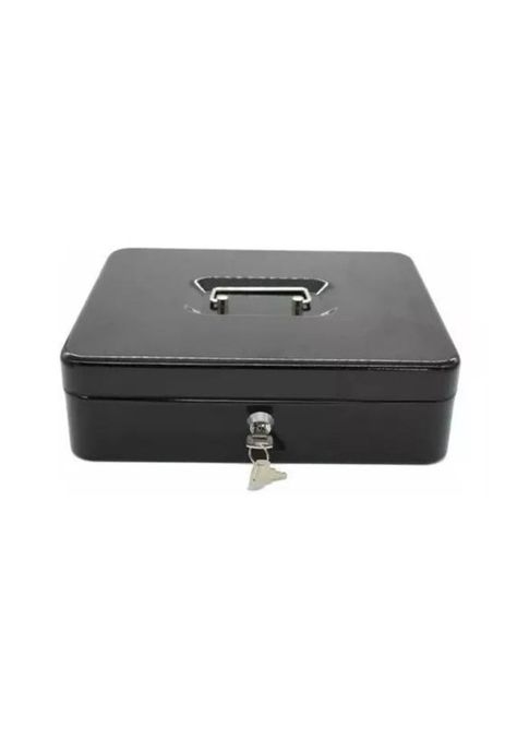 Caja organizadora de dinero negra con llave de seguridad ...-0