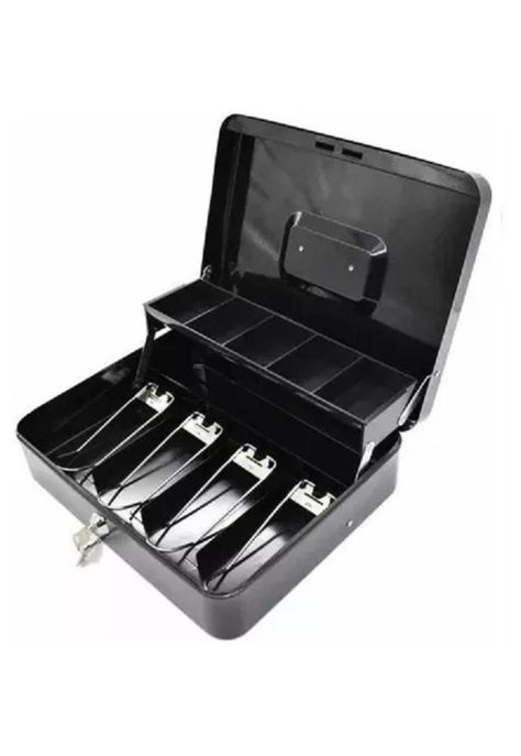 Caja organizadora de dinero negra con llave de seguridad ...-3
