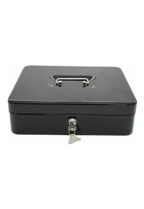 Caja organizadora de dinero negra con llave de seguridad ...-4