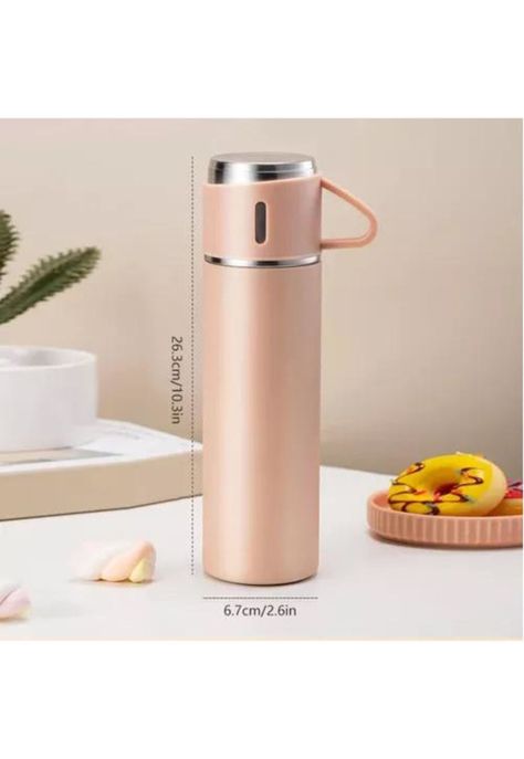 Termo de 500 ml con Taza para Té y Café - Acero Inoxidable, Color Azul Oscuro-1