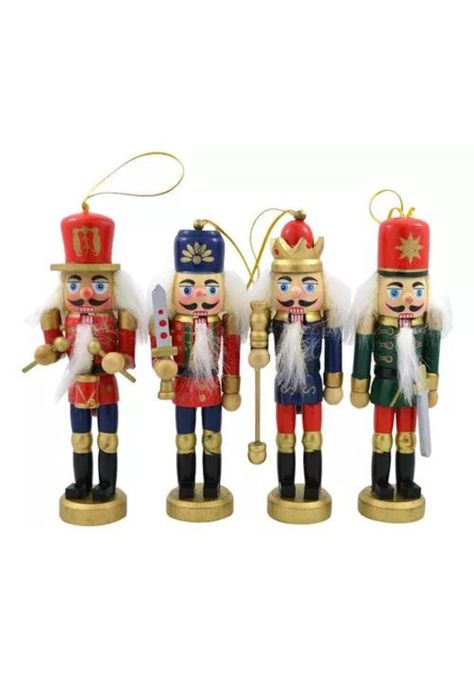 X4 cascanueces navideños adornos para árbol de Navidad multicolor-0