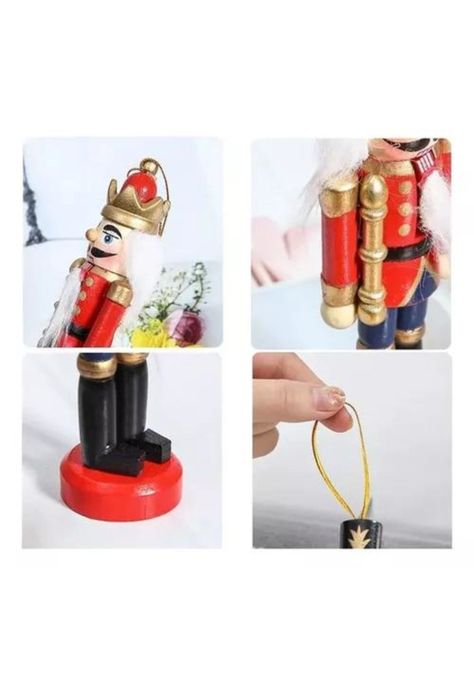 X4 cascanueces navideños adornos para árbol de Navidad multicolor-2