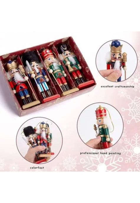 X4 cascanueces navideños adornos para árbol de Navidad multicolor-6