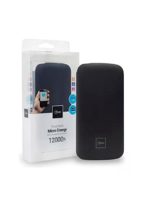 Cargador portátil power bank Microlab 12,000 mAh, color negro-0