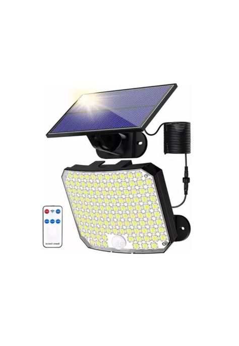 Foco solar exterior panel solar luces solares 100w negro-2