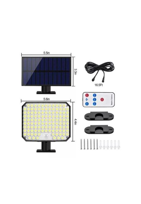 Foco solar exterior panel solar luces solares 100w negro-3