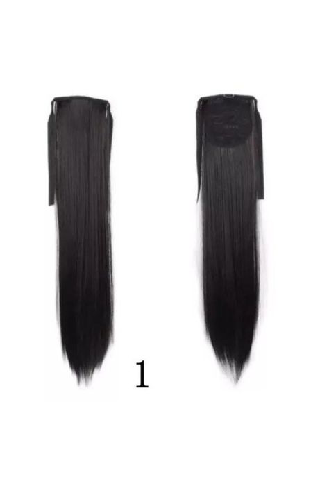 Postizos de extensiones de cola, fibra Kanekalon, pelo liso-2