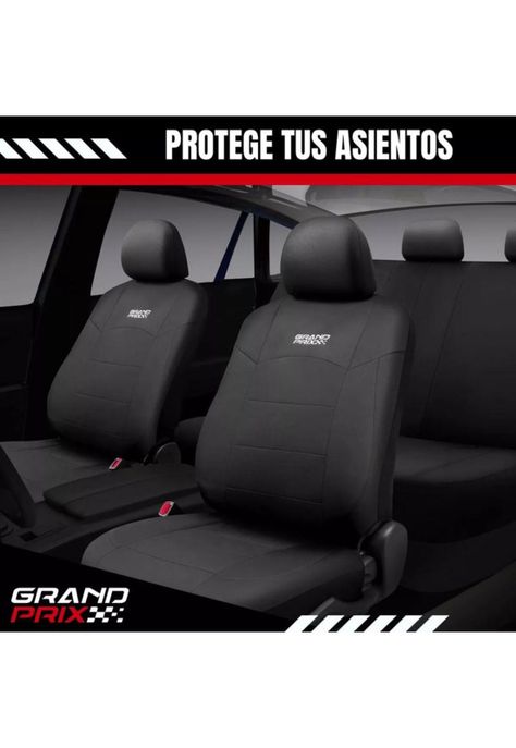 Funda cubre asiento auto camioneta universal Grand Prix, color negro-2