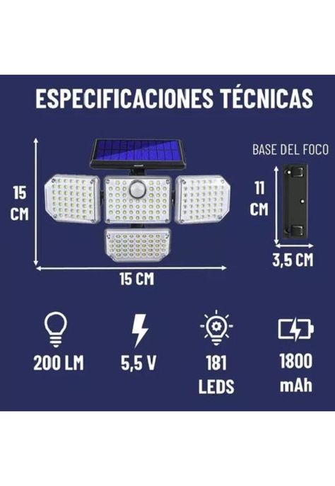Foco led solar exterior Maxwell sensor movimiento 4 direcciones blanco-5