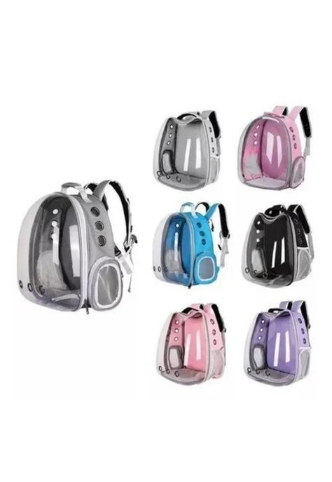 Bolsa de viaje para gatos mochila transparente mascotas rosado-2