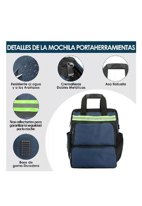 Mochila porta herramientas multifuncional para electricista, color negro-3