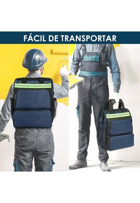 Mochila porta herramientas multifuncional para electricista, color negro-4