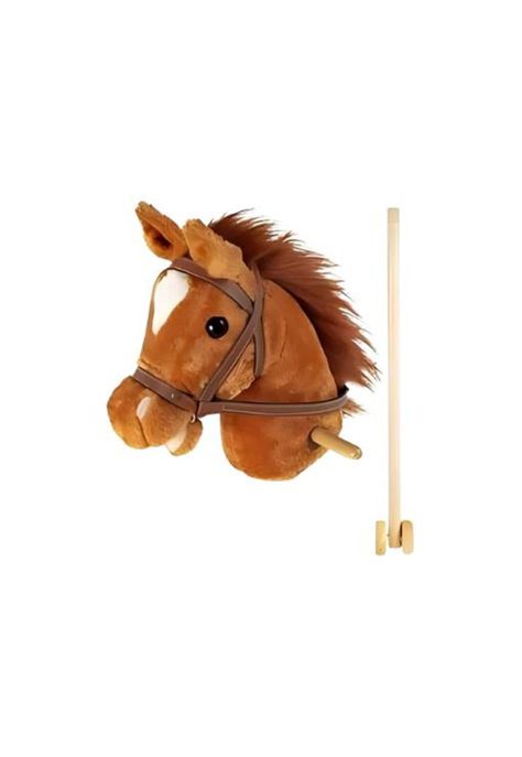 Caballito de Palo con Sonido y Rueda - 100 cm para Niños Color Marrón-1