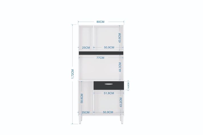 Mueble de cocina Cassia 6 puertas blanco/negro-2