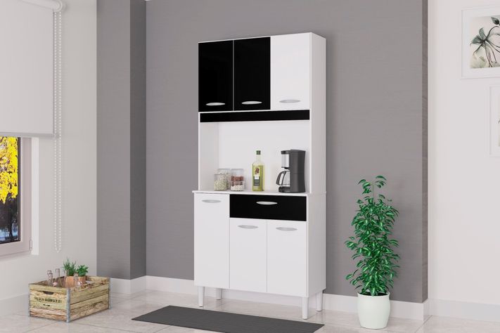 Mueble de cocina Cassia 6 puertas blanco/negro-1