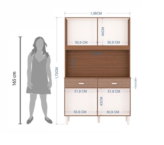 Mueble de Cocina Manu 8 Puertas Capuchino/Almendra-2