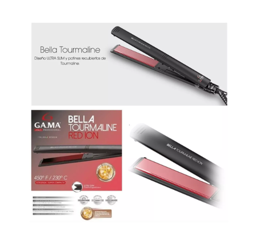 Plancha Alisadora Gama Bella Tourmaline Red Ion + Protector de Calor -0