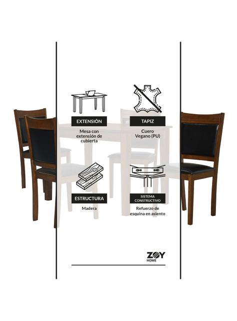 Juego de Comedor Andros Extensible 4 Sillas -1