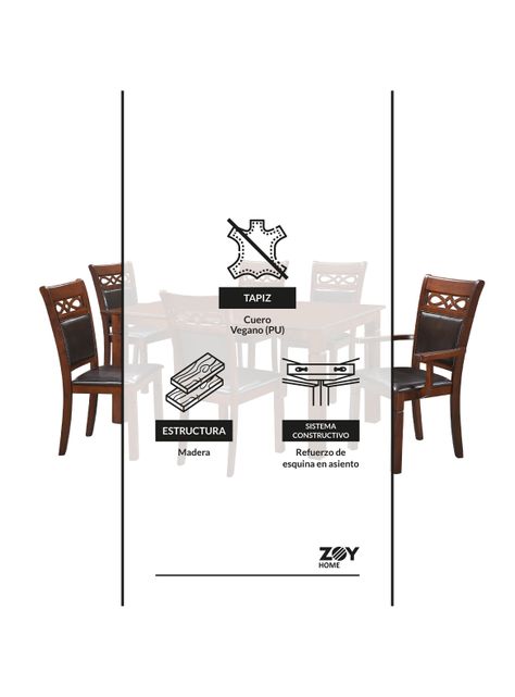 Juego de Comedor Capri 4 Sillas 2 Sitiales -1
