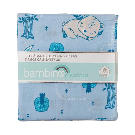 Set de sábanas azules para cuna de bebé-0
