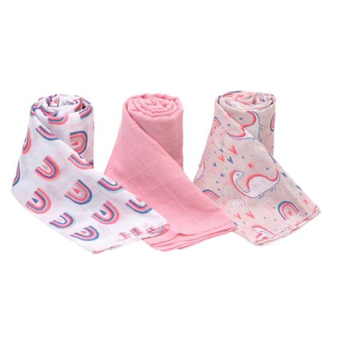 Set de 3 Pañales Tutos para bebé dino arcoiris-0