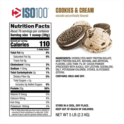 Iso 100 - 5lbs - Dymatize Proteina - Cookies and Cream-1