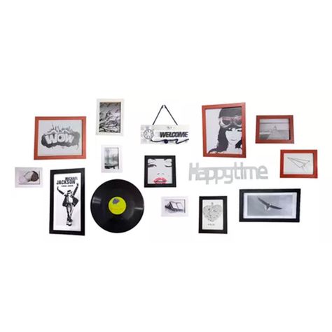 Set Marcos Foto Decorativo Pared 12 Piezas 2letreros 1vinilo-0